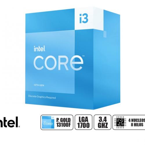 PROCESADOR INTEL CORE I3 13100F 3.4GHZ HASTA 4.50GHZ, 12MB, 4 NULEOS, NO TIENE GRAFICA INTEGRADO, LGA 1700 