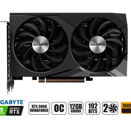 TARJETA DE VIDEO GIGABYTE RTX 3060 12GB WINDFORCE GDDR6 GEFORCE NVIDIA 192 BITS, GRAFICO PARA VIDEO JUEGOS, 2FAN